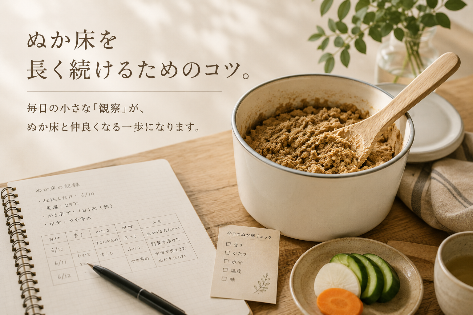 ぬか床を長く続けるためのコツ
